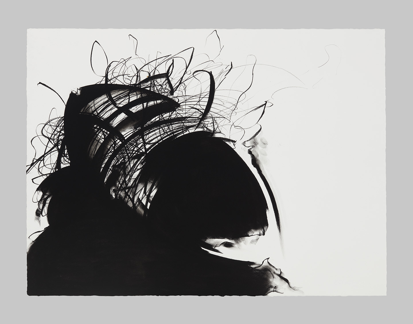 Prow (from the Lurgan Bog), Pastel pigment on cotton paper, 90 x 132 inches in nine panels, 2019