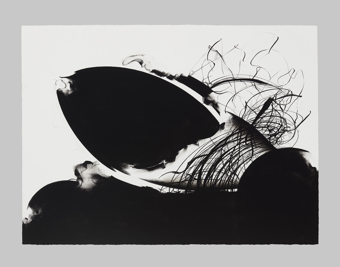 Prow (from the Lurgan Bog), Pastel pigment on cotton paper, 90 x 132 inches in nine panels, 2019