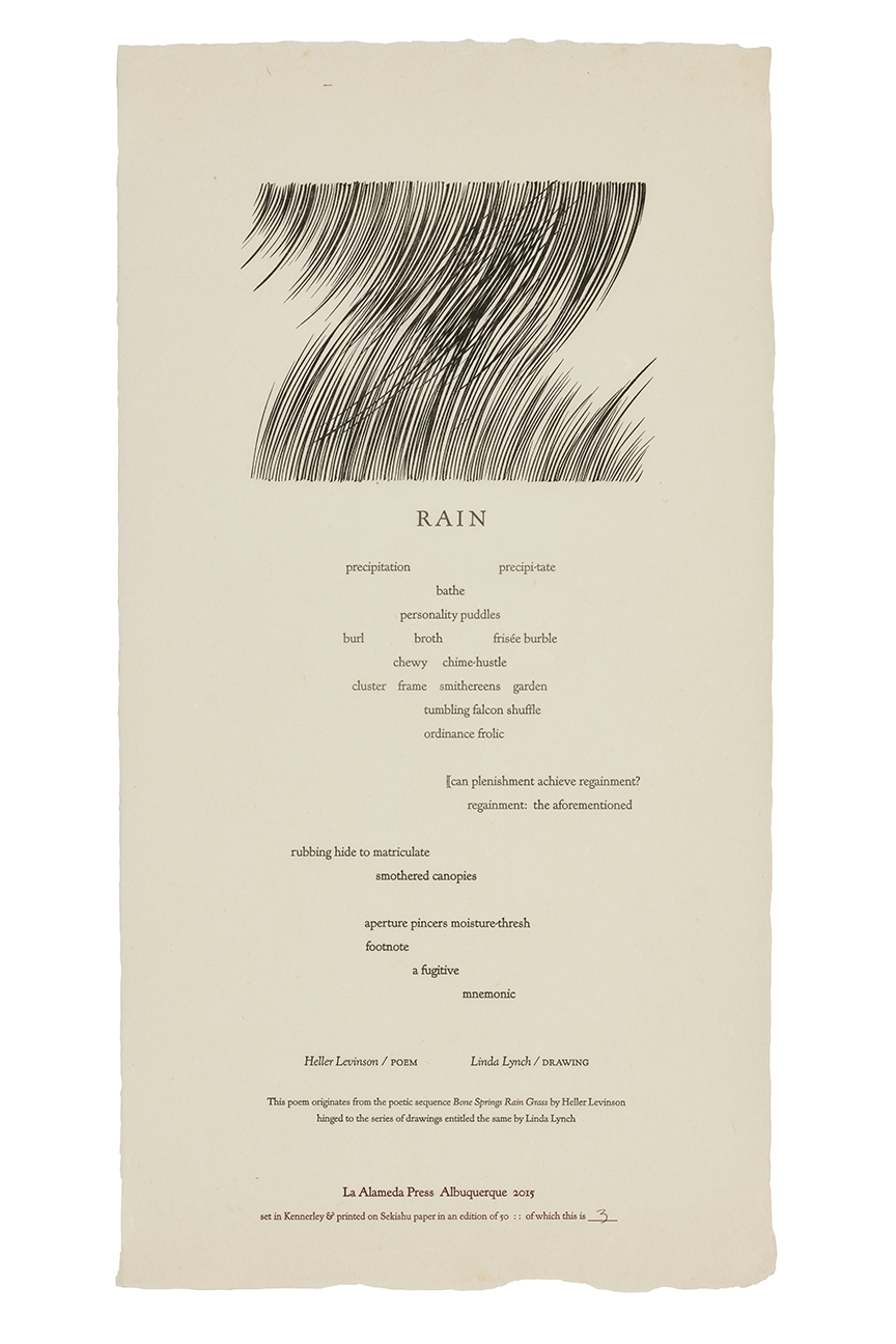 Poems by Heller Levinson and Felino A. Soriano, Drawings by Linda Lynch, La Alameda Press, New Mexico, 2012
